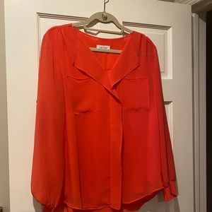 EUC Calvin Klein Sz M Flowy Deep Pink Blouse